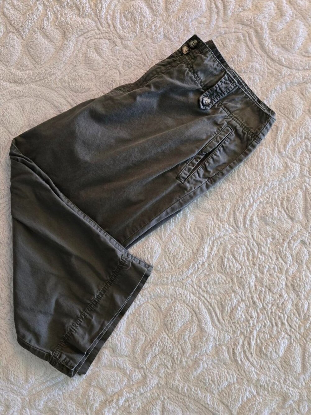 EDDIE BAUER Blakely Fit Green Wide Leg Capris Pants Size 12